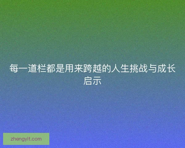 每一道栏都是用来跨越的人生挑战与成长启示