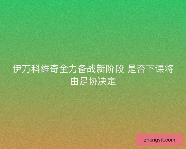 伊万科维奇全力备战新阶段 是否下课将由足协决定