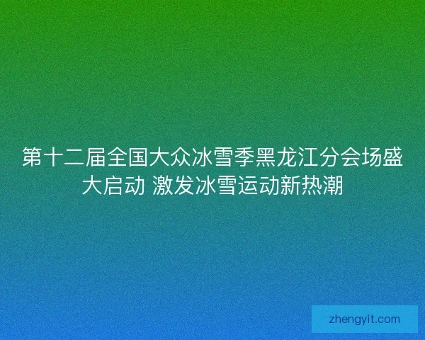 第十二届全国大众冰雪季黑龙江分会场盛大启动 激发冰雪运动新热潮